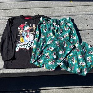 Max and Olivia Boys Snowman Long Sleeve Cozy Pajama Set, Holiday, Size S (6/7)